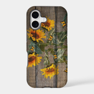 Rustic Sunflowers Butterflies Barn Board