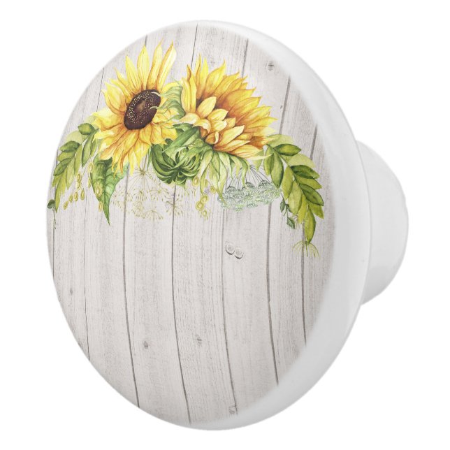 Rustic Sunflowers Ceramic Knob (Right)
