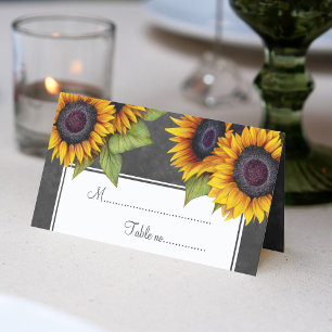 Rustic sunflowers chalkboard wedding table place card