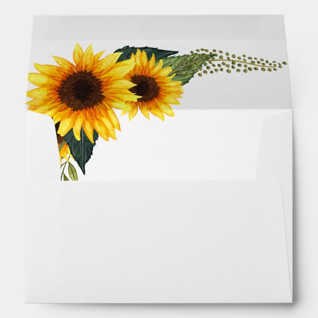 Rustic Sunflowers Country Wedding Envelope (Back (Bottom))