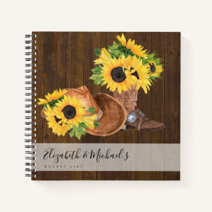 Rustic Sunflowers Country Western BUCKET LIST Notebook