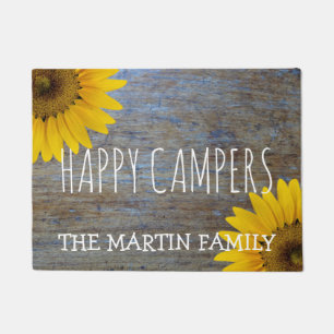 Rustic Sunflowers Country Wood   Happy Campers Doormat