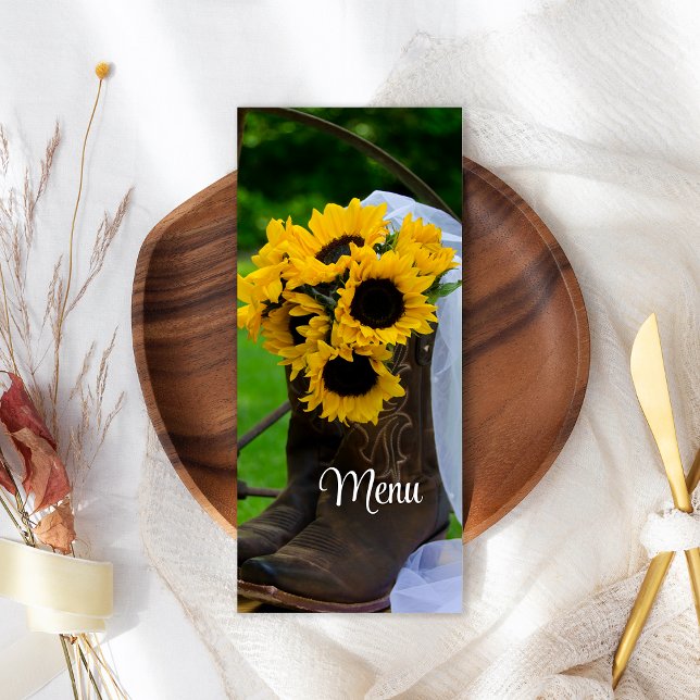 Rustic Sunflowers Cowboy Boots Wedding Menu (Creator Uploaded)