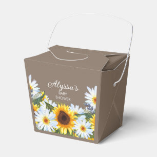 Rustic Sunflowers Daisies Yellow Brown Baby Shower Favour Box