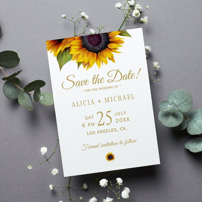 Rustic sunflowers elegant save the date wedding (Creator Uploaded)