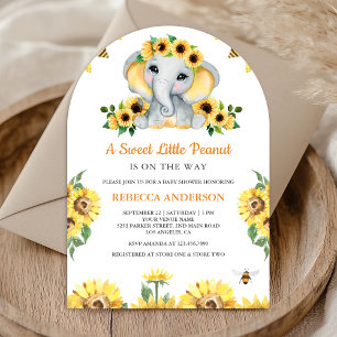 Rustic Sunflowers Elephant Arch Baby Shower Invitation