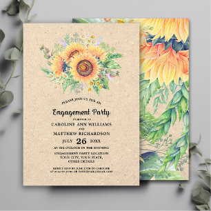 Rustic Sunflowers Engagement Party Invitation
