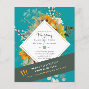Rustic Sunflowers Eucalyptus Greenery Wedding Inv. Flyer