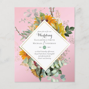 Rustic Sunflowers Eucalyptus Greenery Wedding Inv. Flyer