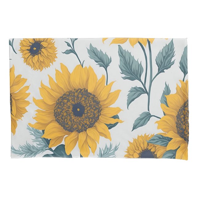 Rustic Sunflowers - Floral pattern Pillowcase (Front)