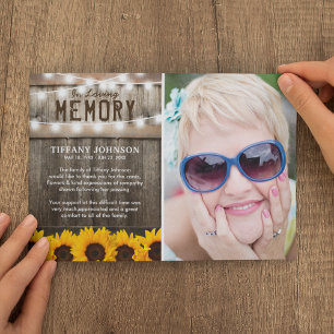 Rustic Sunflowers Funeral Thank You