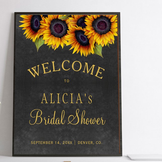 Rustic sunflowers gold bridal shower welcome sign (Creator Uploaded)