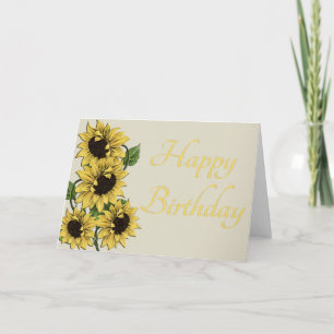 Rustic Sunflowers Happy Birthday Card