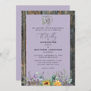 Rustic Sunflowers Horses Lavender Wedding Invitati Invitation