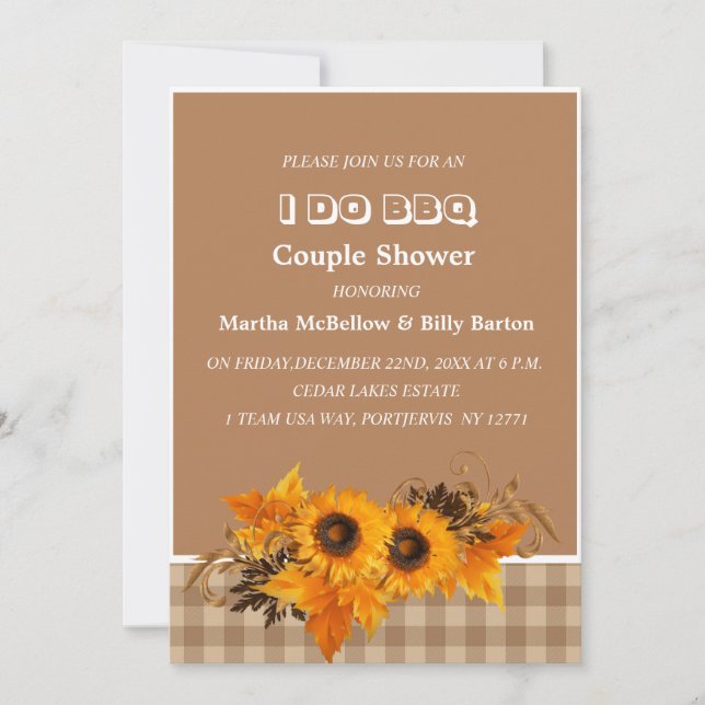 Rustic Sunflowers  I Do BBQ Couple Shower Invitation (Front)
