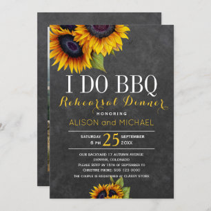 Rustic sunflowers i do bbq rehearsal dinner photo invitation