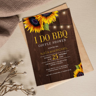 Rustic sunflowers I do bbq wedding couple shower Invitation
