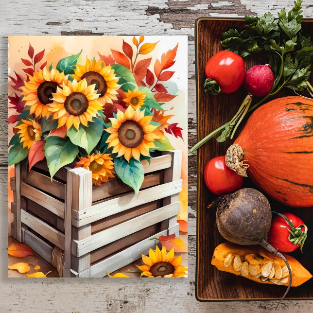 Rustic Sunflowers in Crate Autumn Wall Poster (Creator Uploaded)