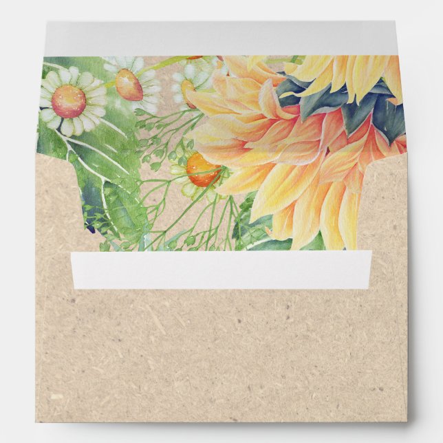 Rustic Sunflowers | Kraft Paper Wedding Envelopes (Back (Bottom))