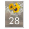 Rustic Sunflowers Lace and Wood Table Number