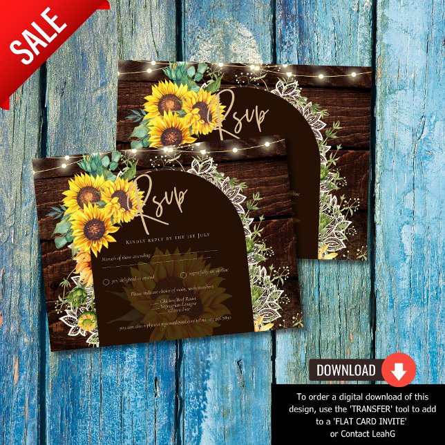 Rustic Sunflowers Lace Lights Arch Summer Wedding Postcard (Creator Uploaded)