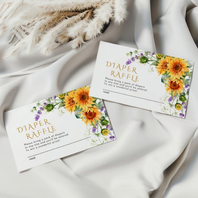 Rustic Sunflowers & Lavander Diaper Raffle Card W2 (Creator Uploaded)