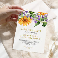 Rustic Sunflowers & Lavander Save the Date 