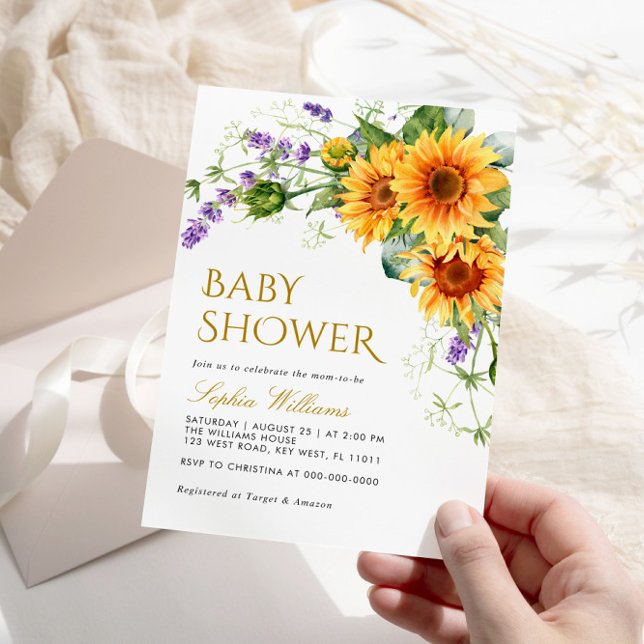 Rustic Sunflowers & Lavender Baby Shower Invitation (Creator Uploaded)