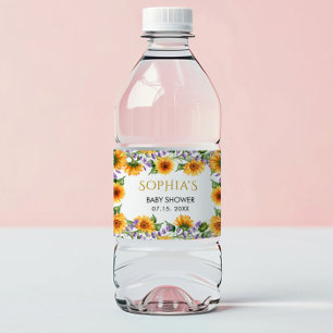 Rustic Sunflowers & Lavender Baby Water Labels
