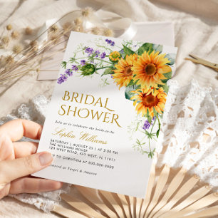 Rustic Sunflowers & Lavender Bridal Shower Invitation