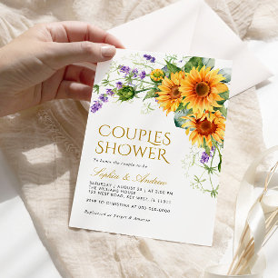 Rustic Sunflowers & Lavender Couples Shower Invitation