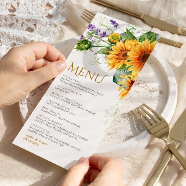 Rustic Sunflowers & Lavender Wedding Menu (Creator Uploaded)