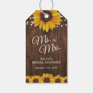 Rustic Sunflowers Lights Ms. to Mrs. Bridal Shower Gift Tags