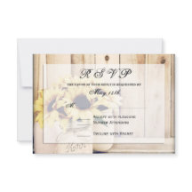 Rustic Sunflowers Mason Jar Wedding RSVP Cards