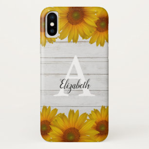 Rustic Sunflowers   Monogram iPhone X Case