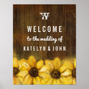 Rustic Sunflowers Monogram Welcome to the Wedding Poster