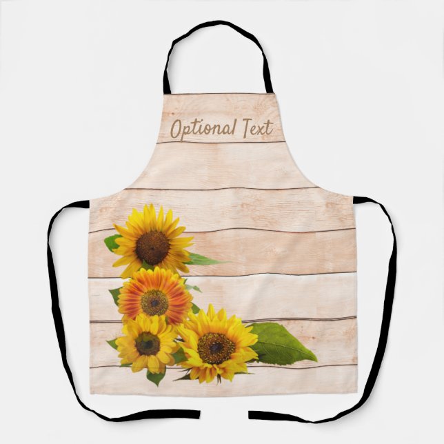 Rustic Sunflowers on Wood Apron (Front)