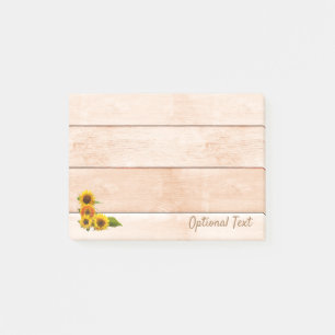 Rustic Sunflowers on Wood Post-it Notes