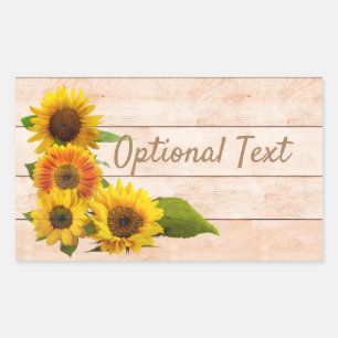 Rustic Sunflowers on Wood Rectangular Sticker