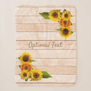 Rustic Sunflowers on Wood Sherpa Blanket