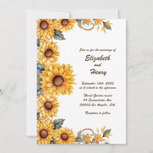 Rustic Sunflowers: Personalized Wedding Invitation