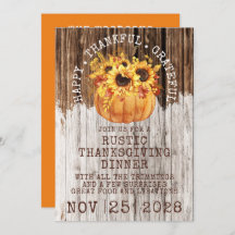 Rustic Sunflowers Pumpkin Wood Thanksgiving Dinner
