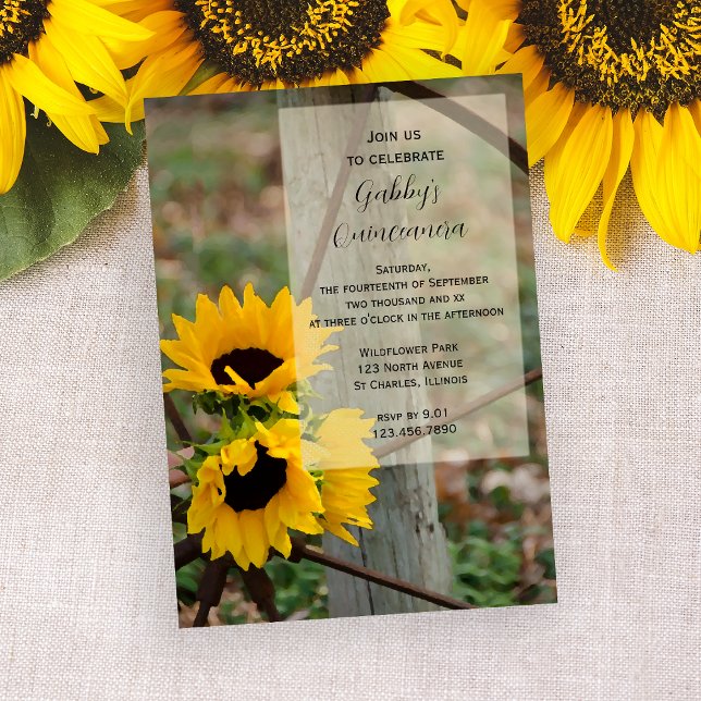 Rustic Sunflowers Quinceanera Party Invitation (Creator Uploaded)