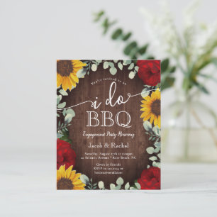 Rustic Sunflowers Roses I Do BBQ Engagement Invite