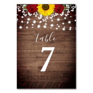 Rustic Sunflowers Roses Jar Lights Wedding Table N Number