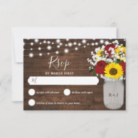 Rustic Sunflowers Roses Mason Jar Lights Wedding
