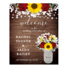 Rustic Sunflowers Roses Mason Jar Welcome Wedding