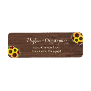 Rustic Sunflowers Roses Wood Floral Return Address Return Address Label