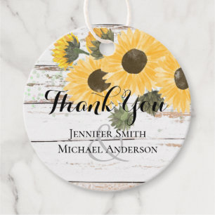 Rustic Sunflowers Sage Wedding Favour Tags