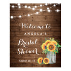 Rustic Sunflowers String Lights Bridal Shower Sign